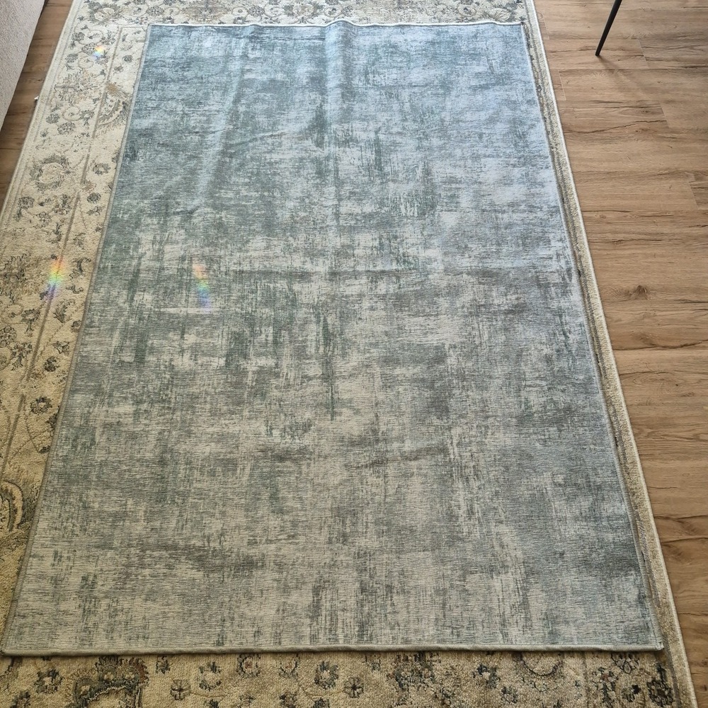 Ruggable Linear Ombre Teal Sage Abstract Area Rug Cover 4x6 Washable
